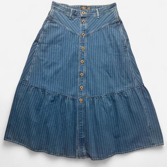 NWOT originally $495 - RRL Indigo striped denim skirt - Picture 1 of 4